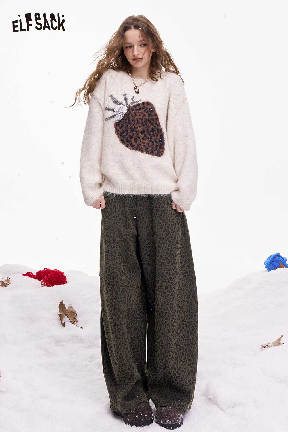 ELFSACK Casual Classic Leopard Print Wide Leg Loose Pants