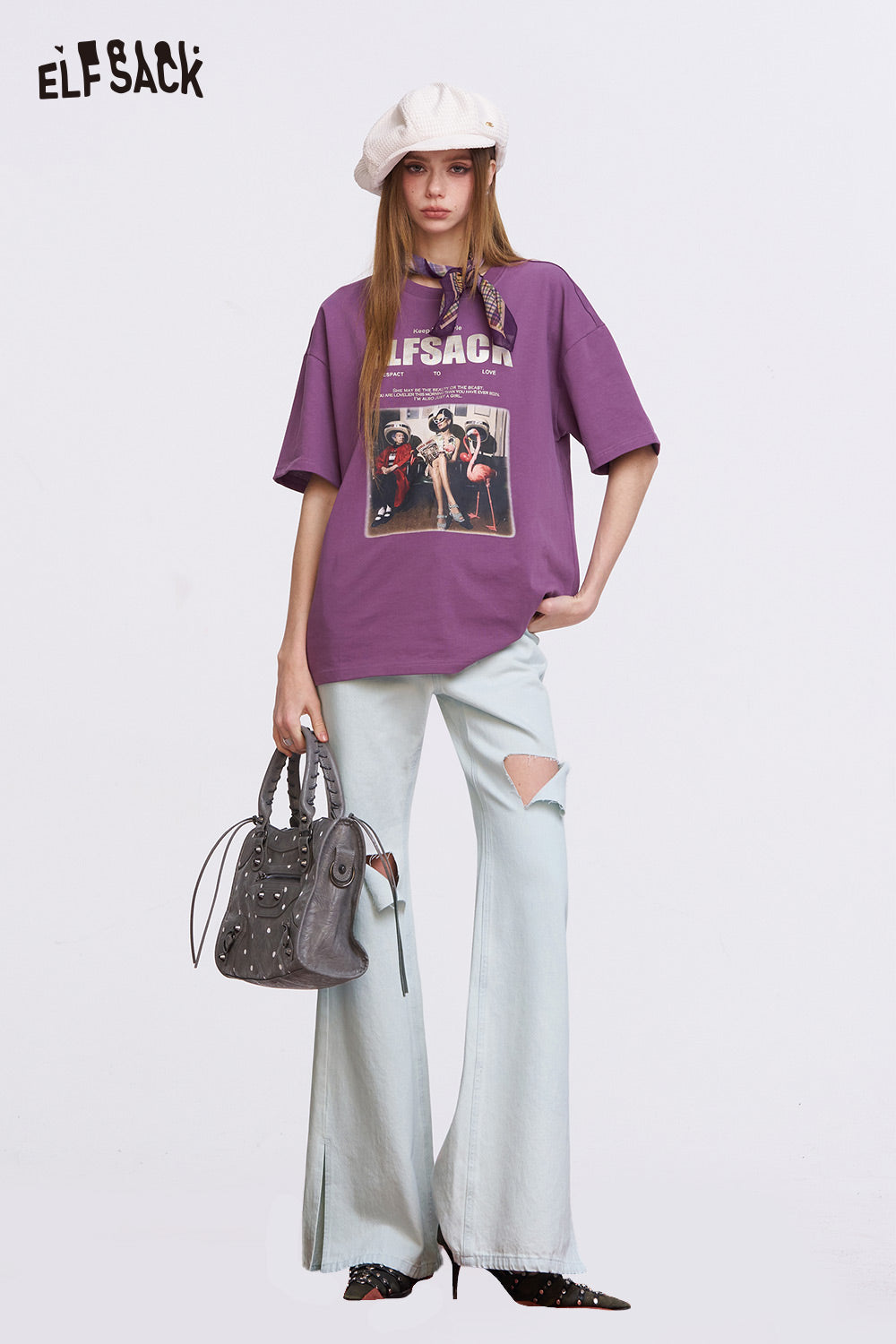 ELFSACK Light Blue Flare Jeans
