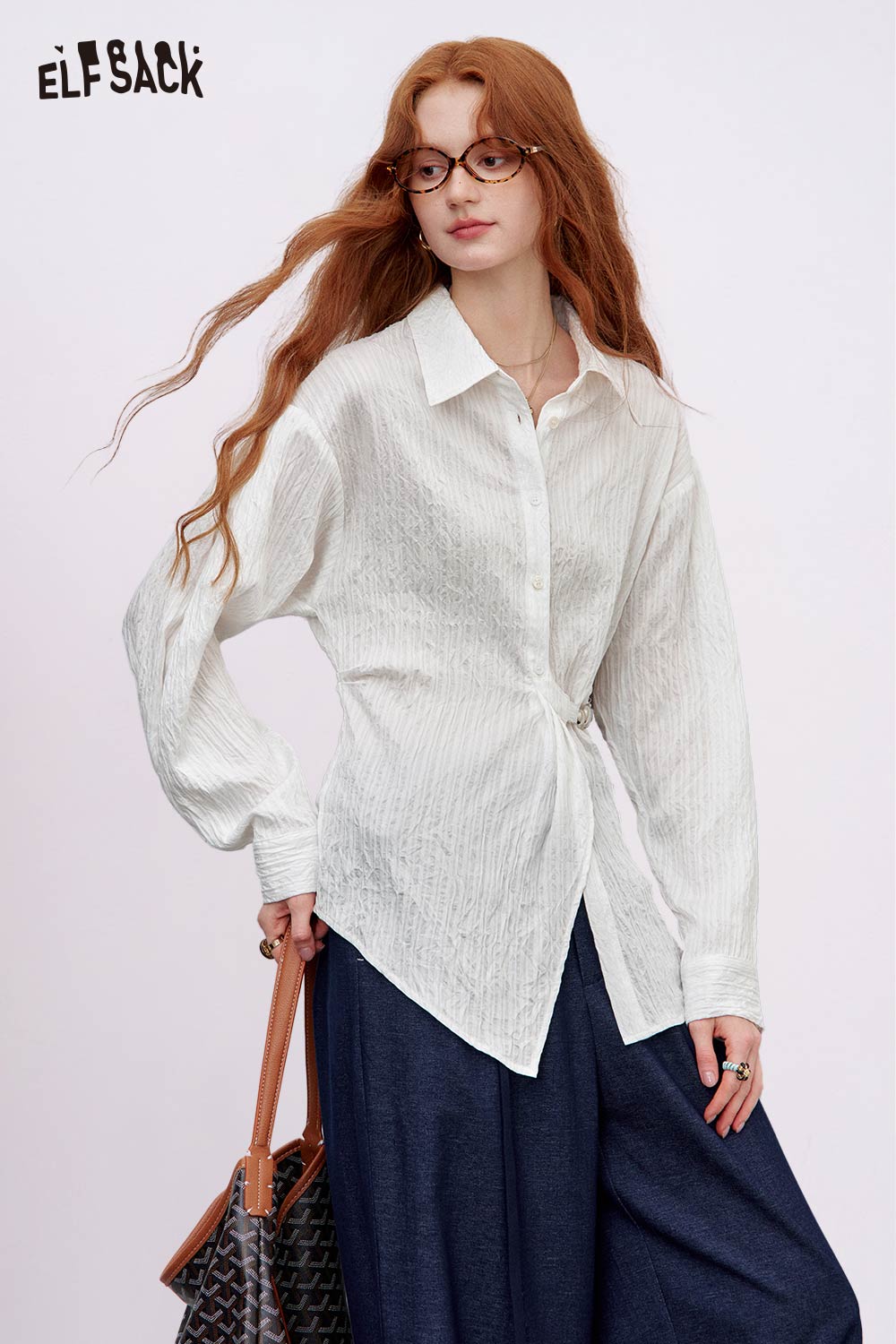 ELFSACK Light Minimalist Solid Full Sleeve Shirt