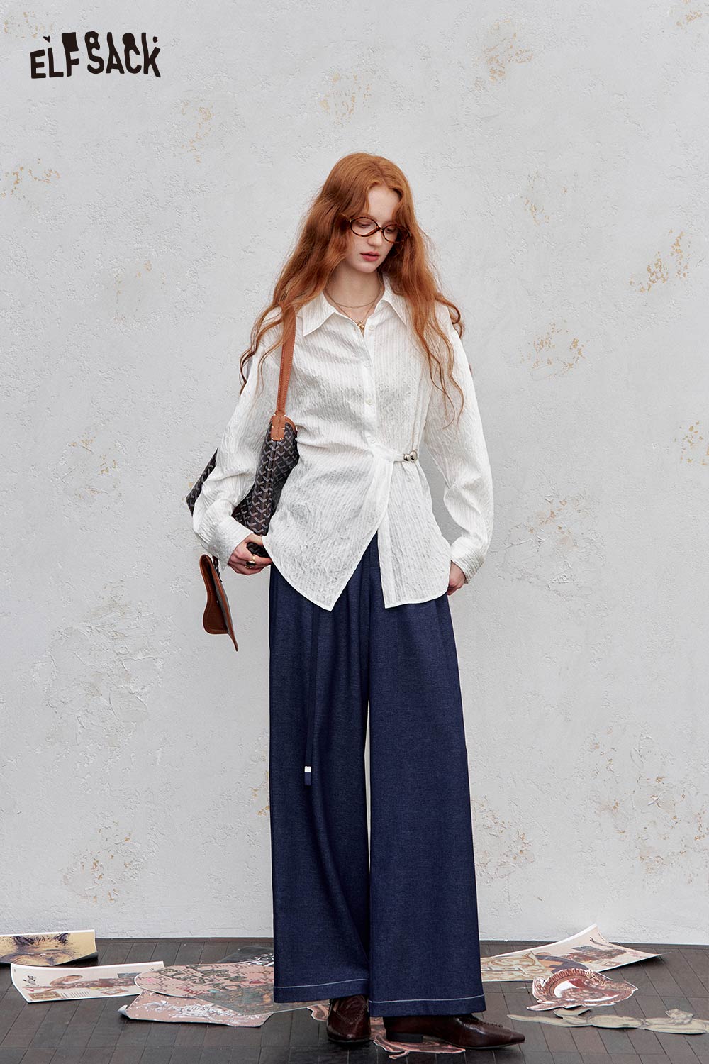 ELFSACK Light Minimalist Solid Full Sleeve Shirt