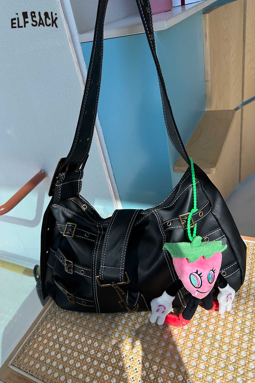 ELFSACK Light Plush Strawberry Decor Cute Bag Charm
