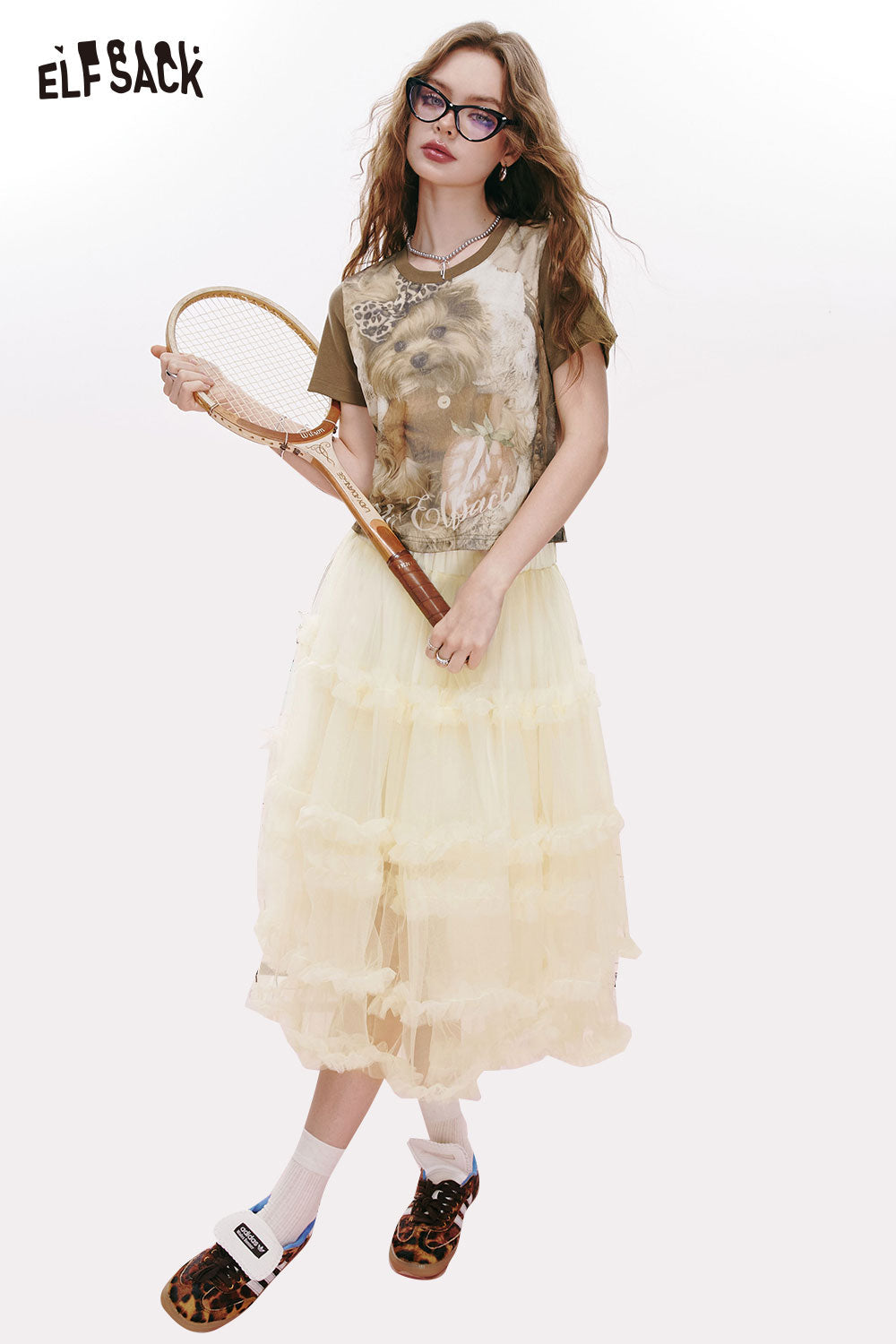 ELFSACK Light Sweet Sheer Full Princess Skirt