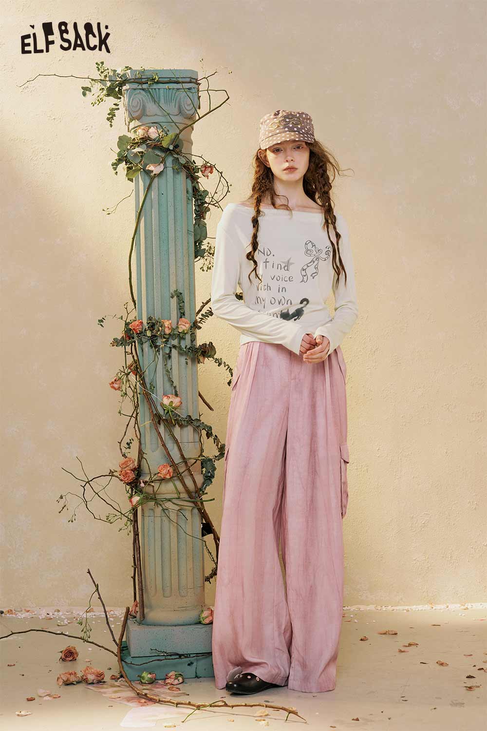 ELFSACK Loose Cargo Wide Leg Pants