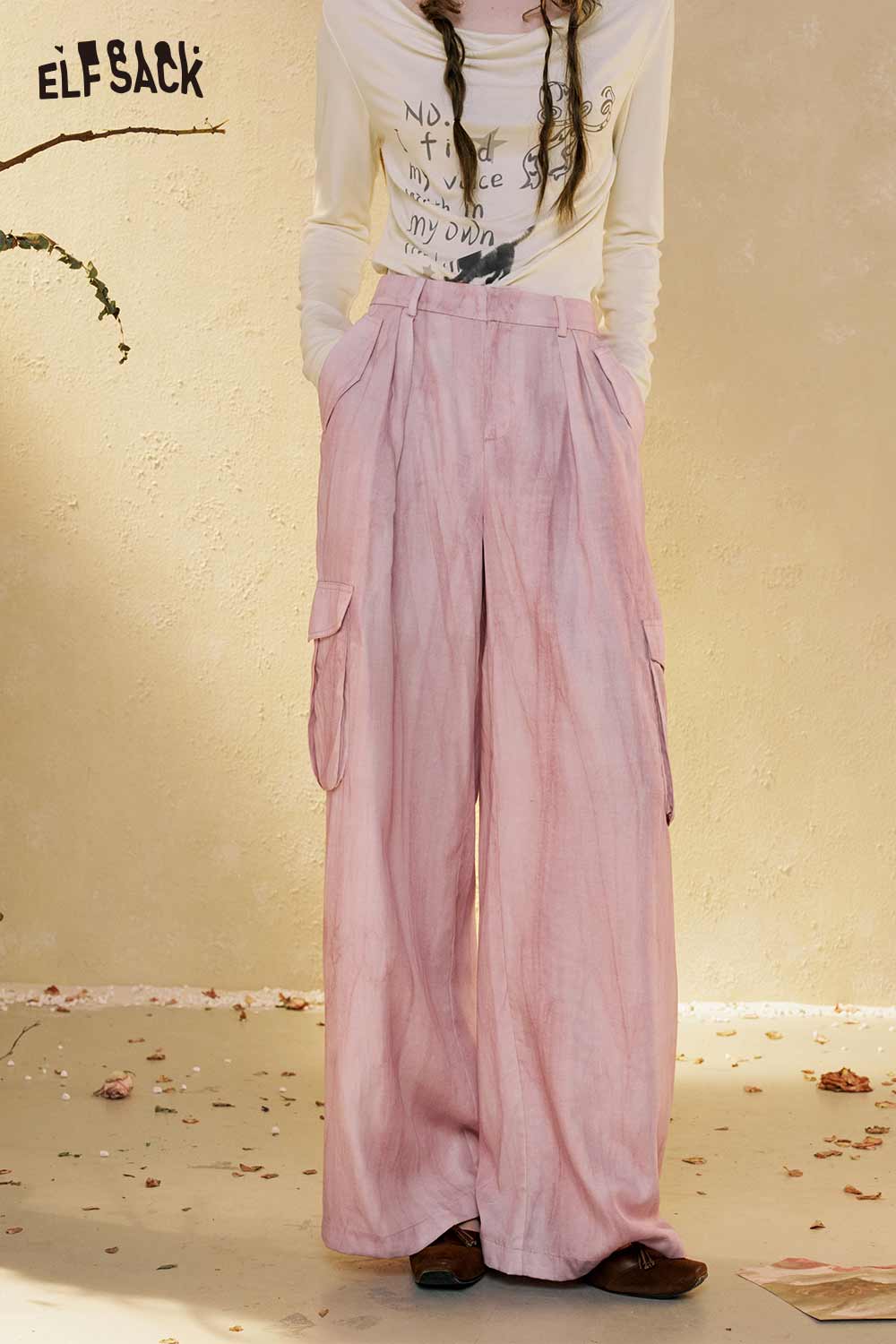 ELFSACK Loose Cargo Wide Leg Pants