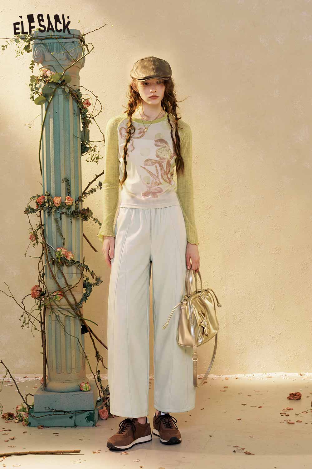 ELFSACK Loose Elastic Waist Casual Pants