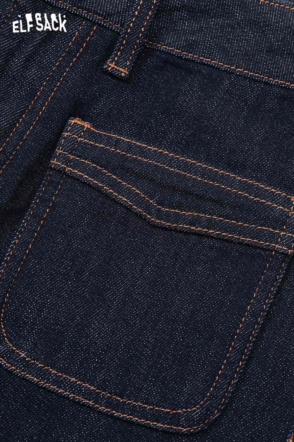 ELFSACK Loose Straight Leg Jeans Autumn Vintage Slim Wide Leg Denim Pants