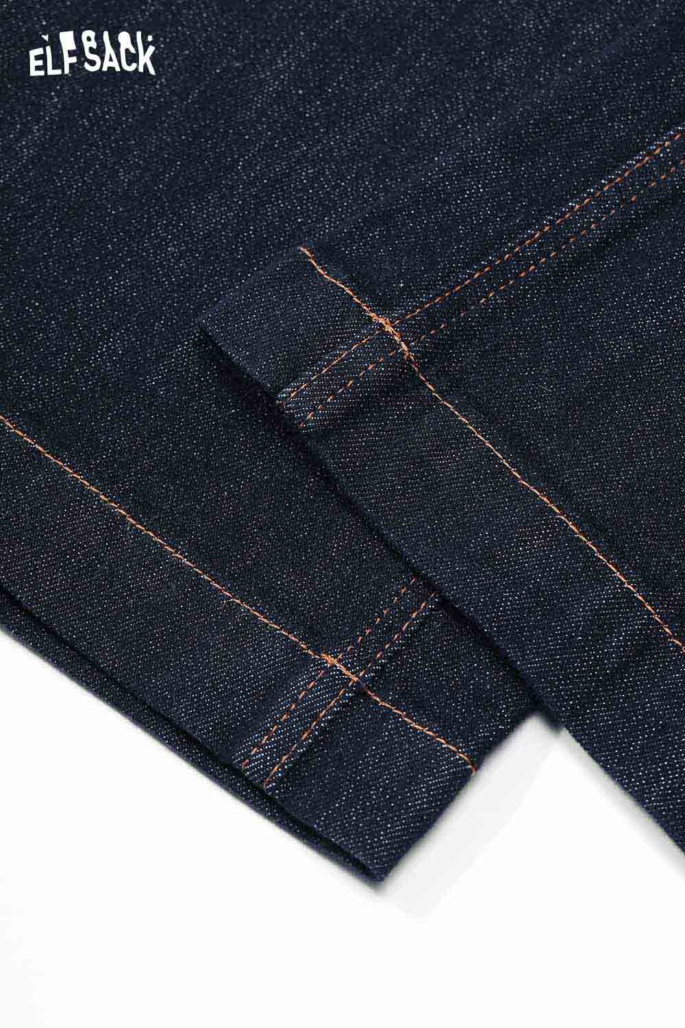 ELFSACK Loose Straight Leg Jeans Autumn Vintage Slim Wide Leg Denim Pants