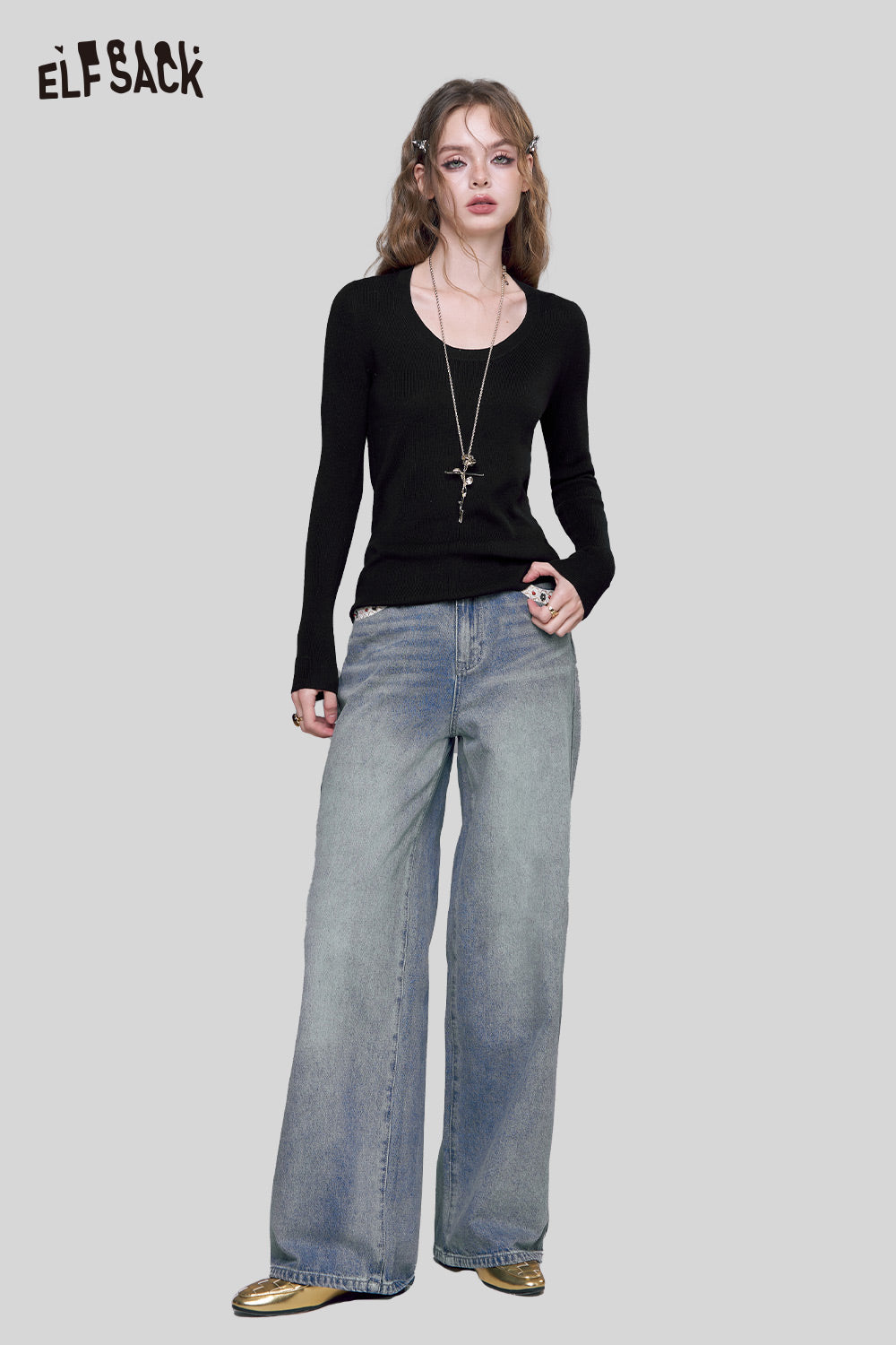 ELFSACK Minimalist Design and Versatile Styling Classic Knit Pullover