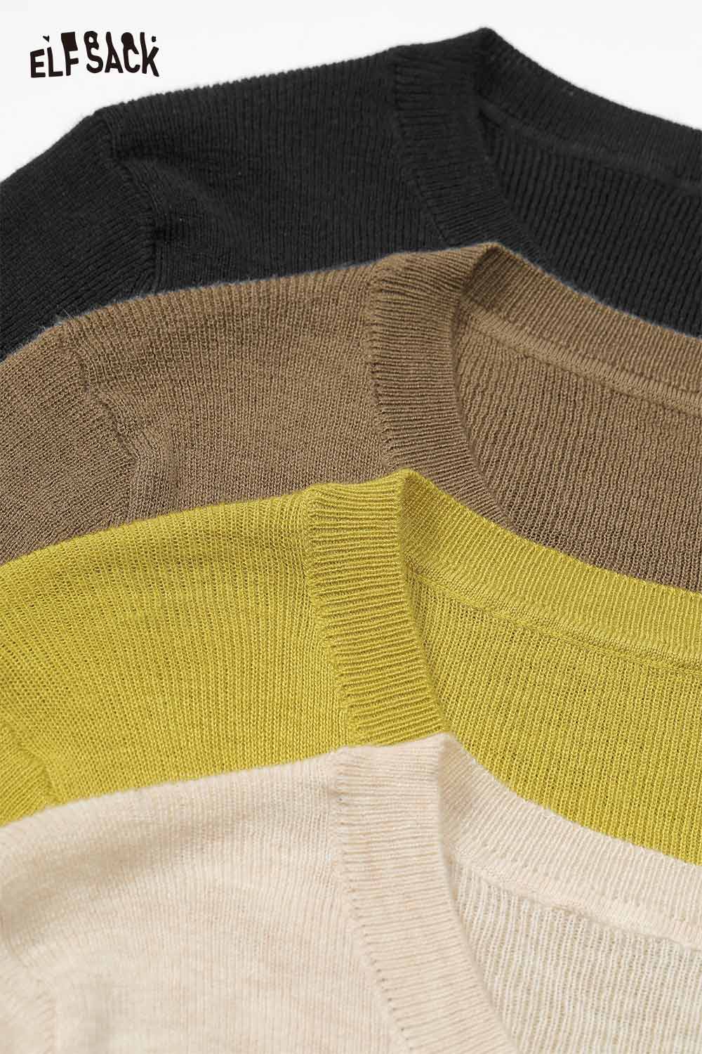 ELFSACK Brushed Jersey Minimalist Design Essential Layer Slim Fit Top