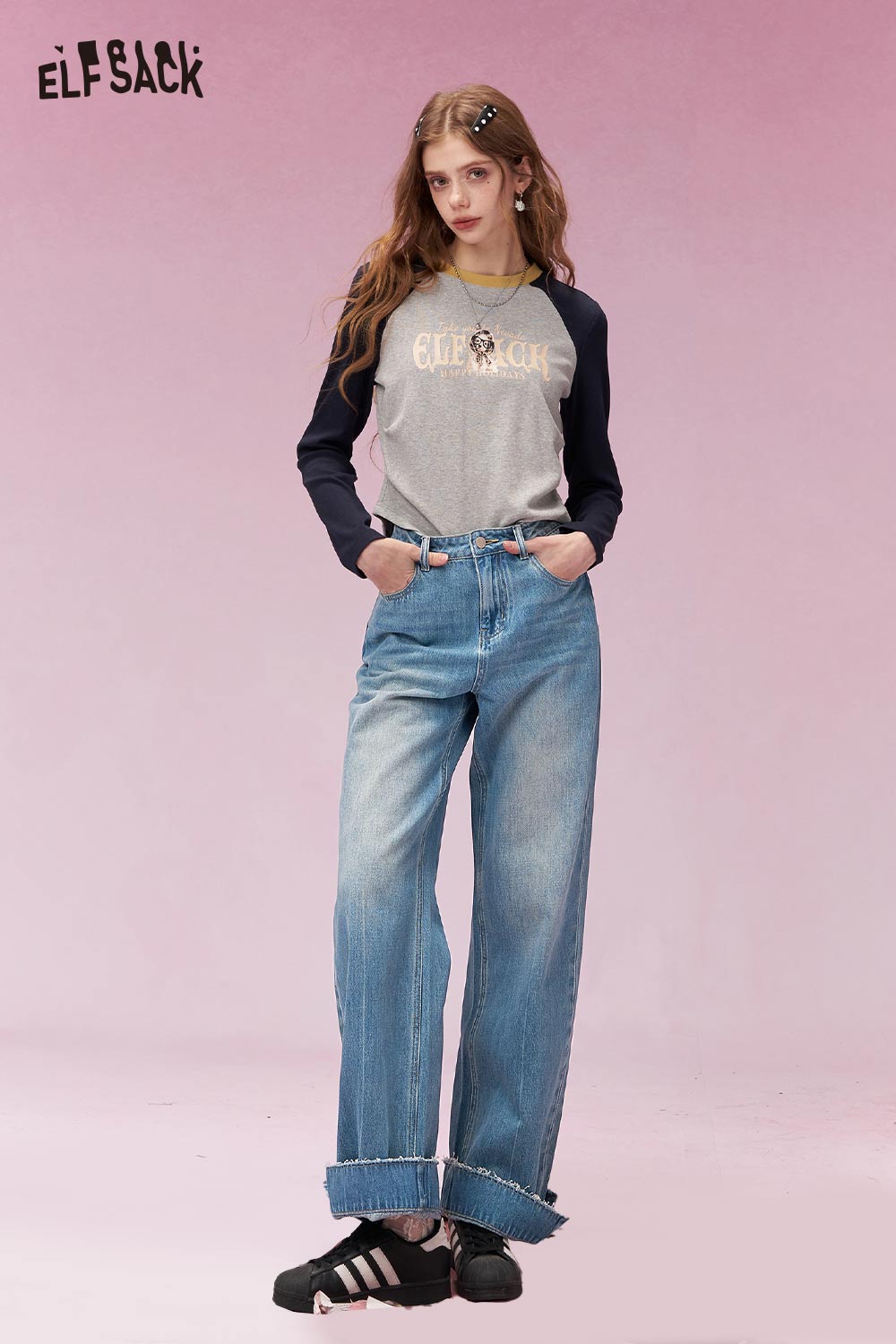 ELFSACK Minimalist Versatile Straight Leg Jeans