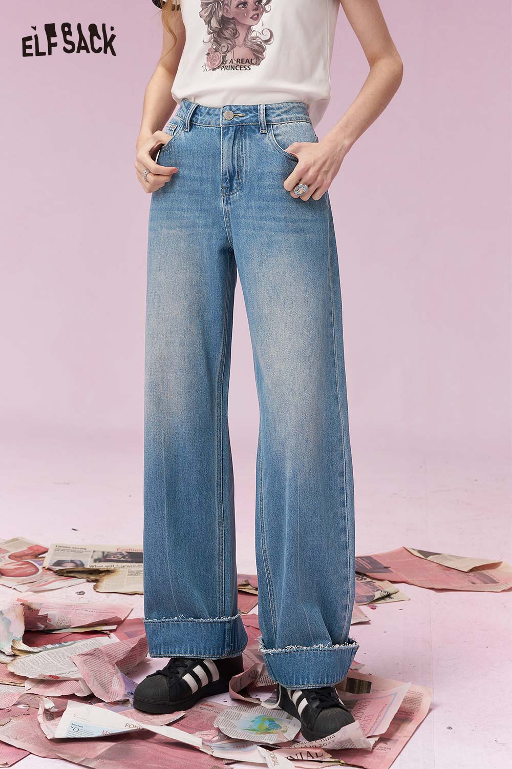 ELFSACK Minimalist Versatile Straight Leg Jeans