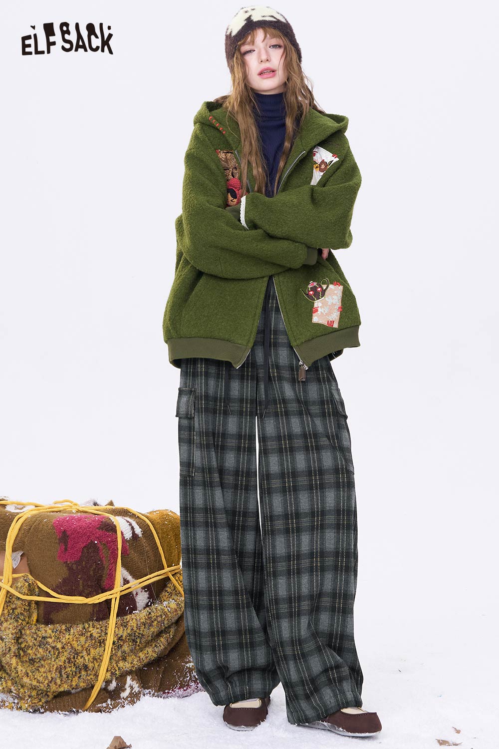 ELFSACK Minimalist Loose Stripe Straight Floor Length Pants