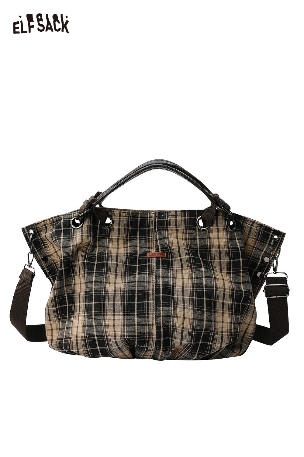 ELFSACK Minimalist Stripe Letter Embroidery Crossbody Tote Bag