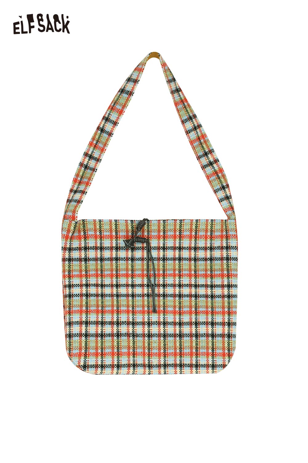ELFSACK Basic Drawstring Multi Color Checkered Shoulder Bag