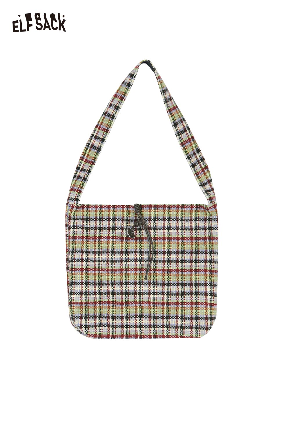 ELFSACK Basic Drawstring Multi Color Checkered Shoulder Bag