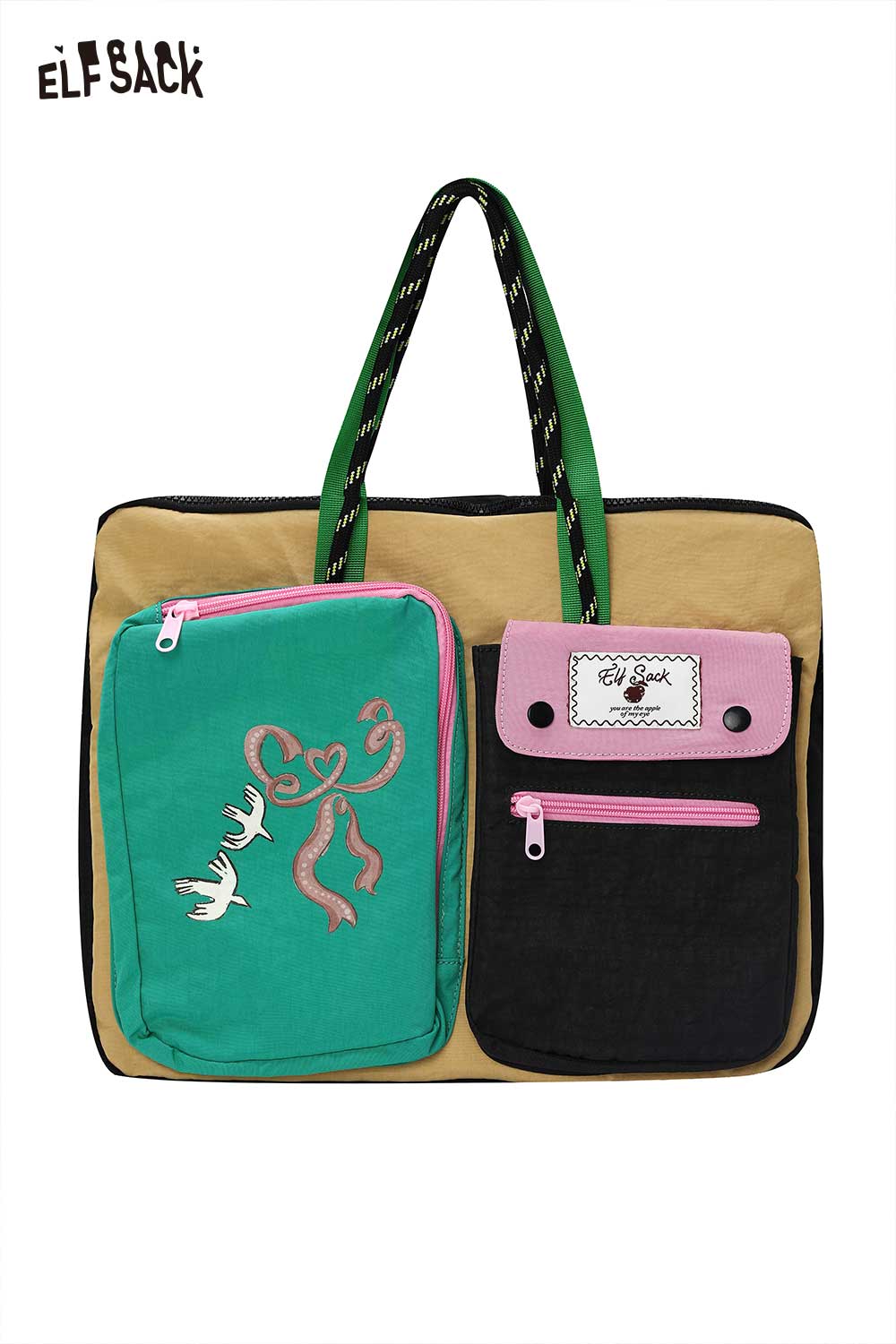 ELFSACK Multi?Pocket Cartoon Print Laptop Bag