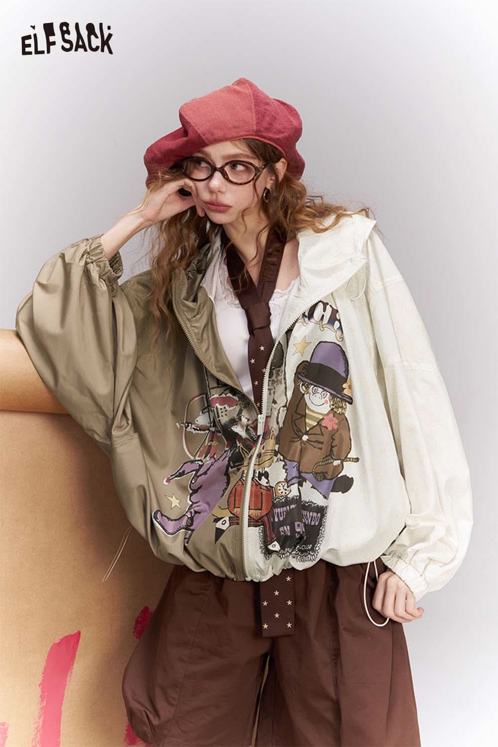 ELFSACK Novelty Print Sun Protective Jacket with Adjustable Hood