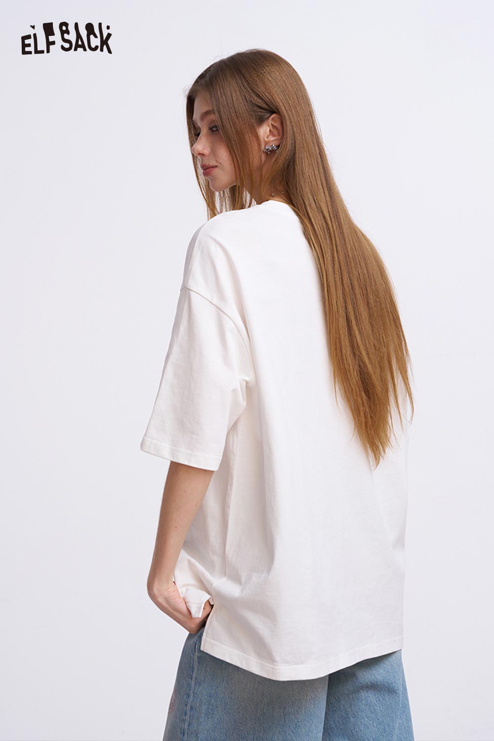 ELFSACK Oversized T Shirt with Colorful Heart Graffiti
