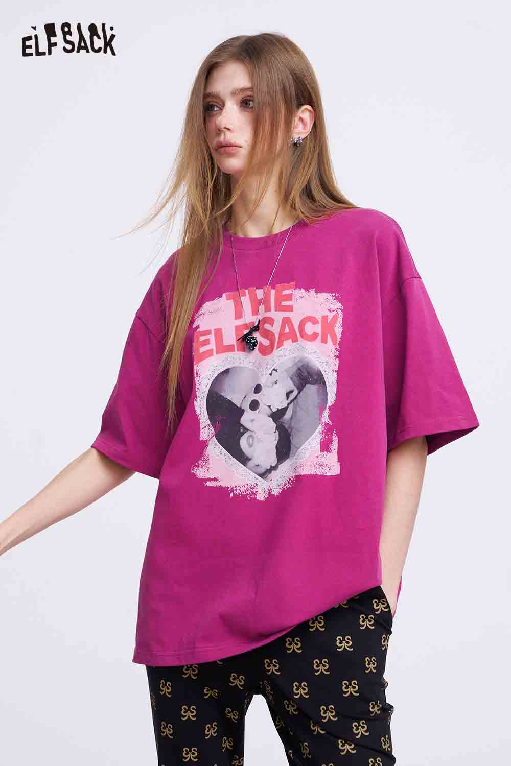 ELFSACK Oversized T Shirt with Heart Portrait
