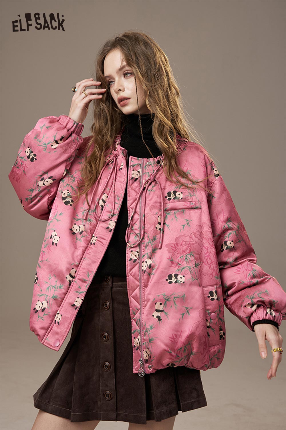 ELFSACK Chinese-Style Panda Bamboo Down Jacket