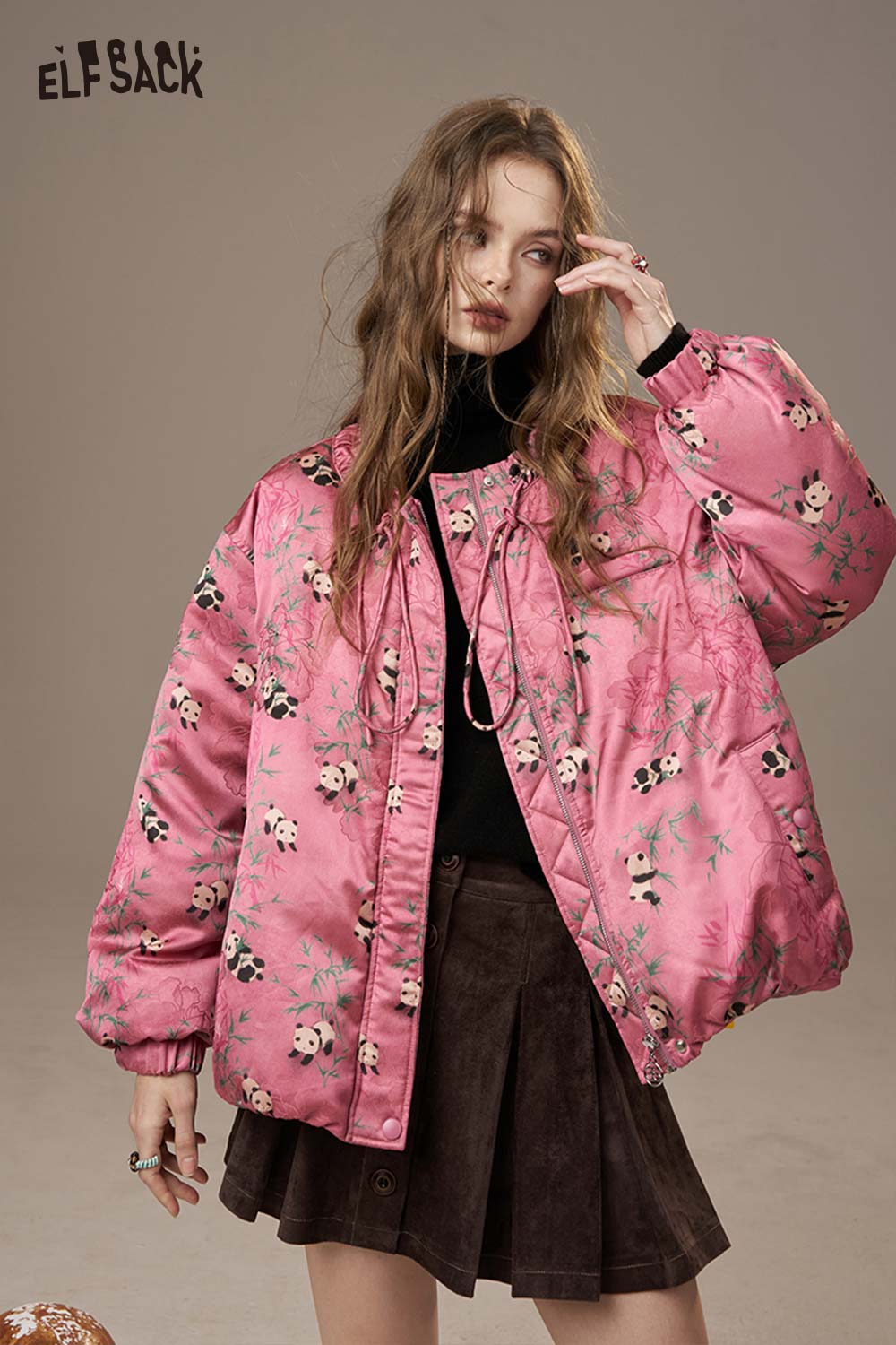 ELFSACK Chinese-Style Panda Bamboo Down Jacket