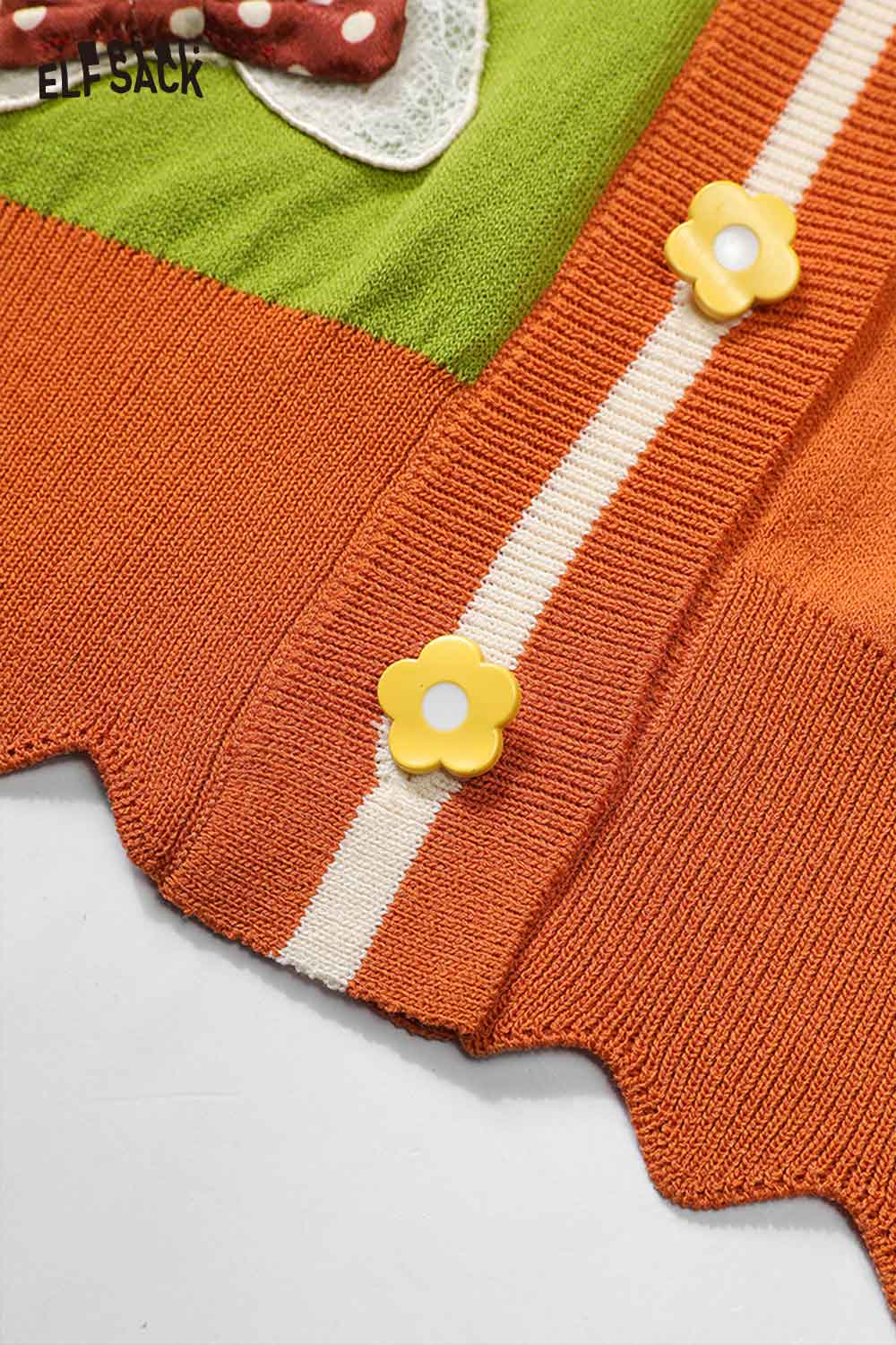 ELFSACK Patchwork Deer Applique Fake Two-Piece Top