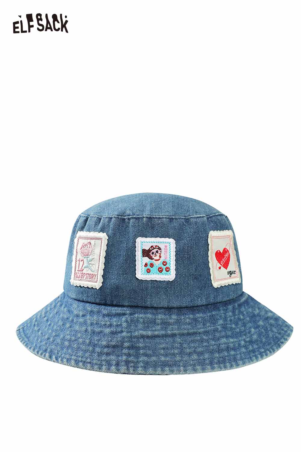 ELFSACK Patchwork Denim Bucket Hat