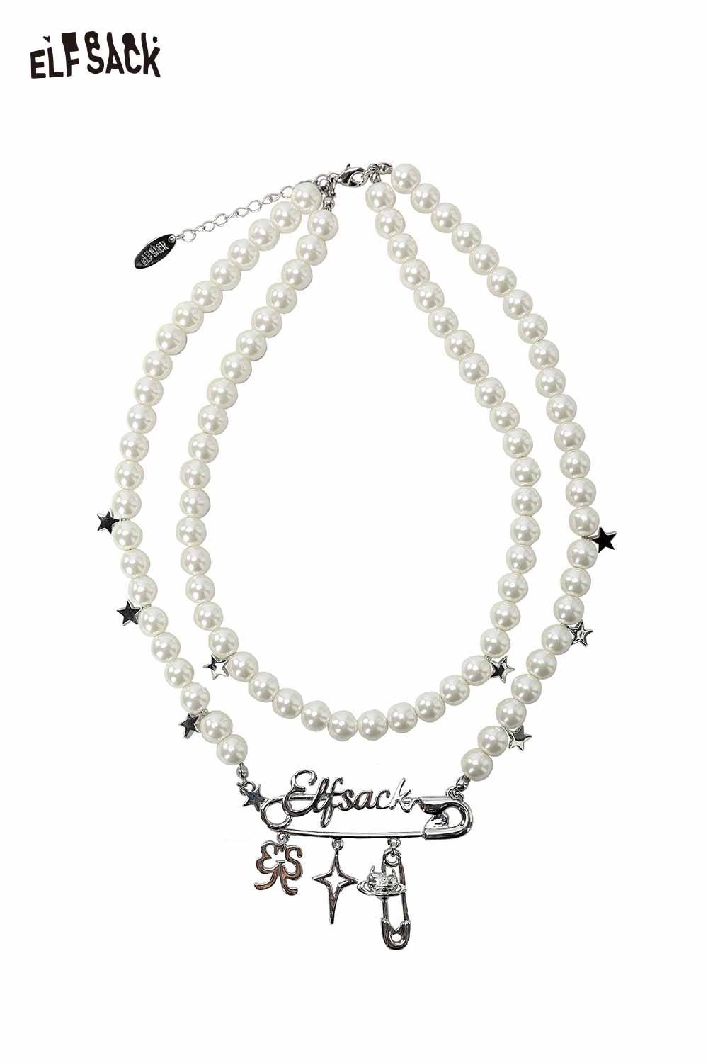 ELFSACK Pearl Safety Pin Star Choker
