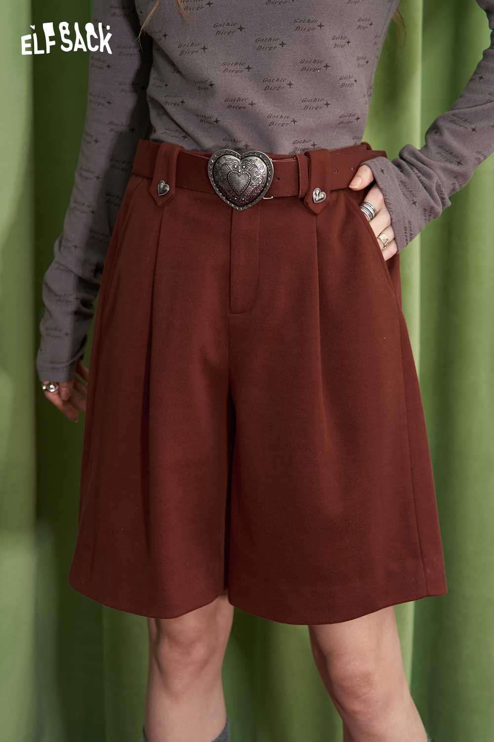 ELFSACK Petite Vintage High Waist Straight Leg Loose Casual Shorts