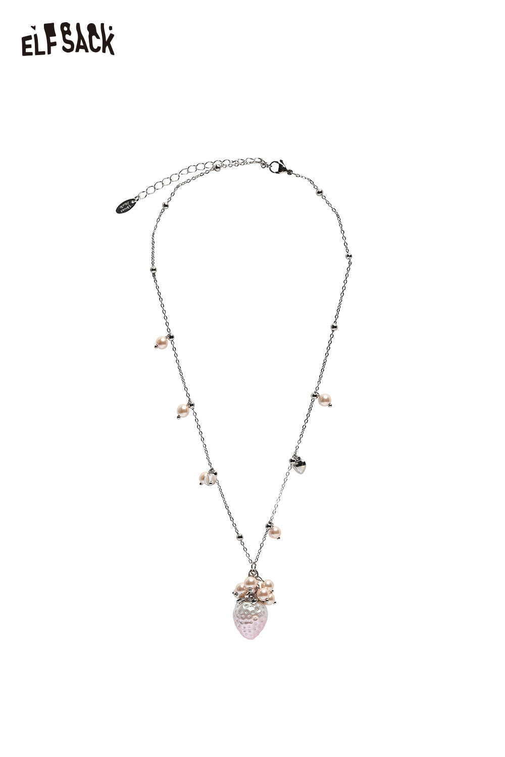 ELFSACK Pink Strawberry Pendant Pearl Necklace
