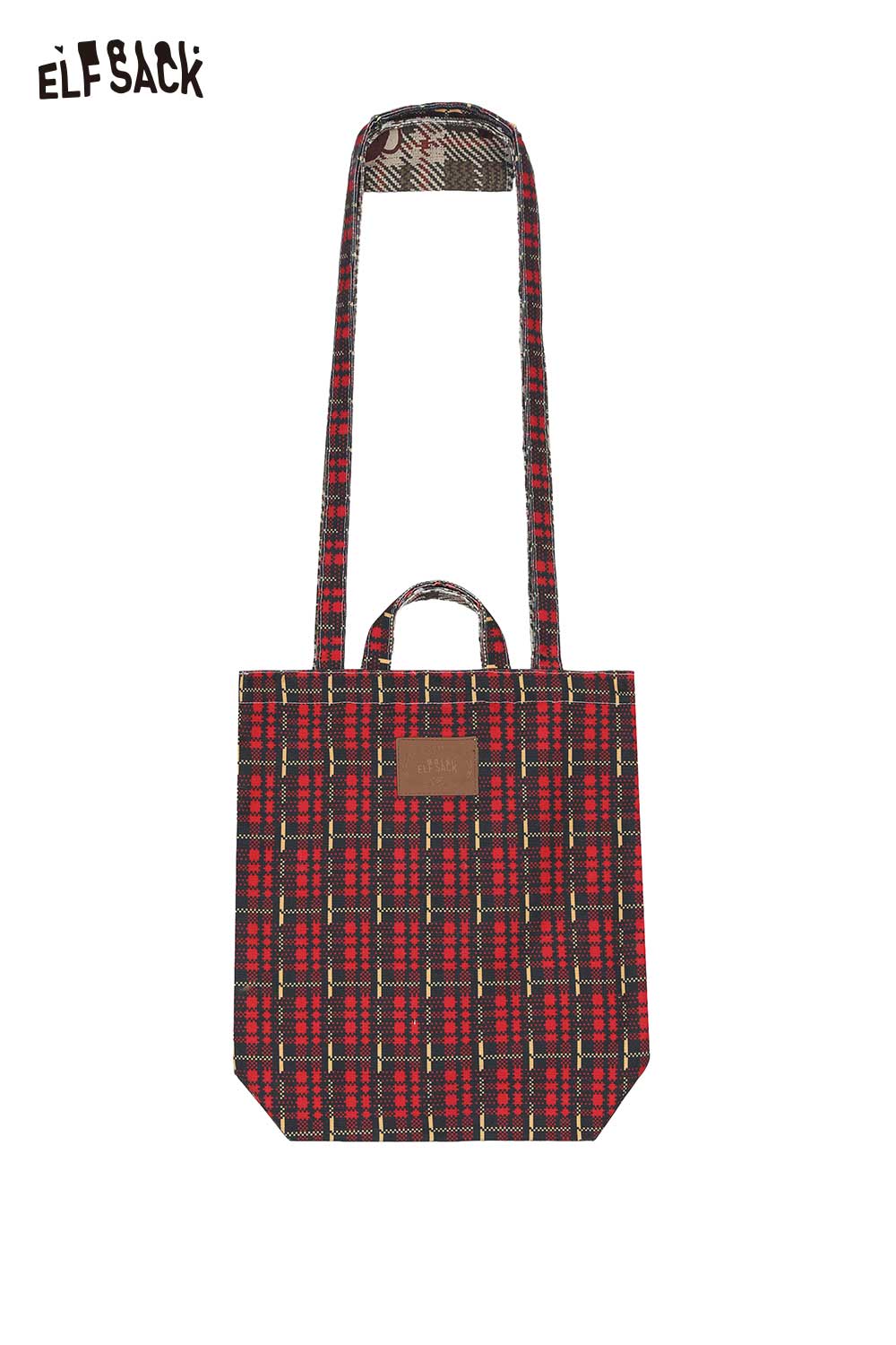 ELFSACK Casual Plaid Double Sided Cartoon Print Crossbody Bag