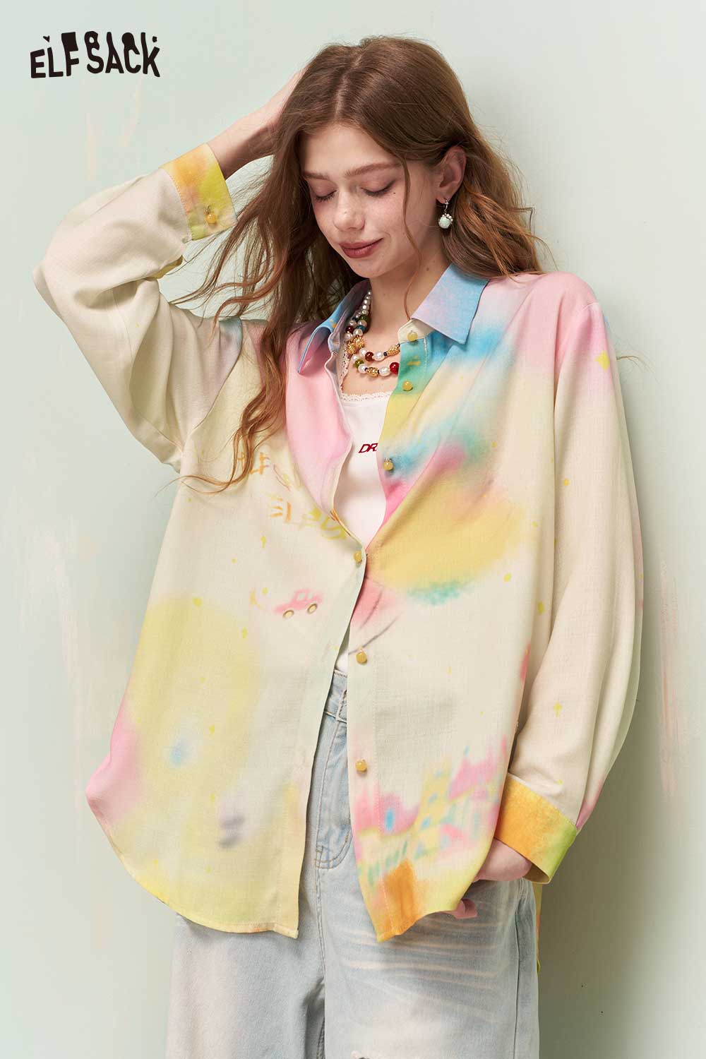 ELFSACK Playful Printed Shirt with Vibrant Floral Pattern