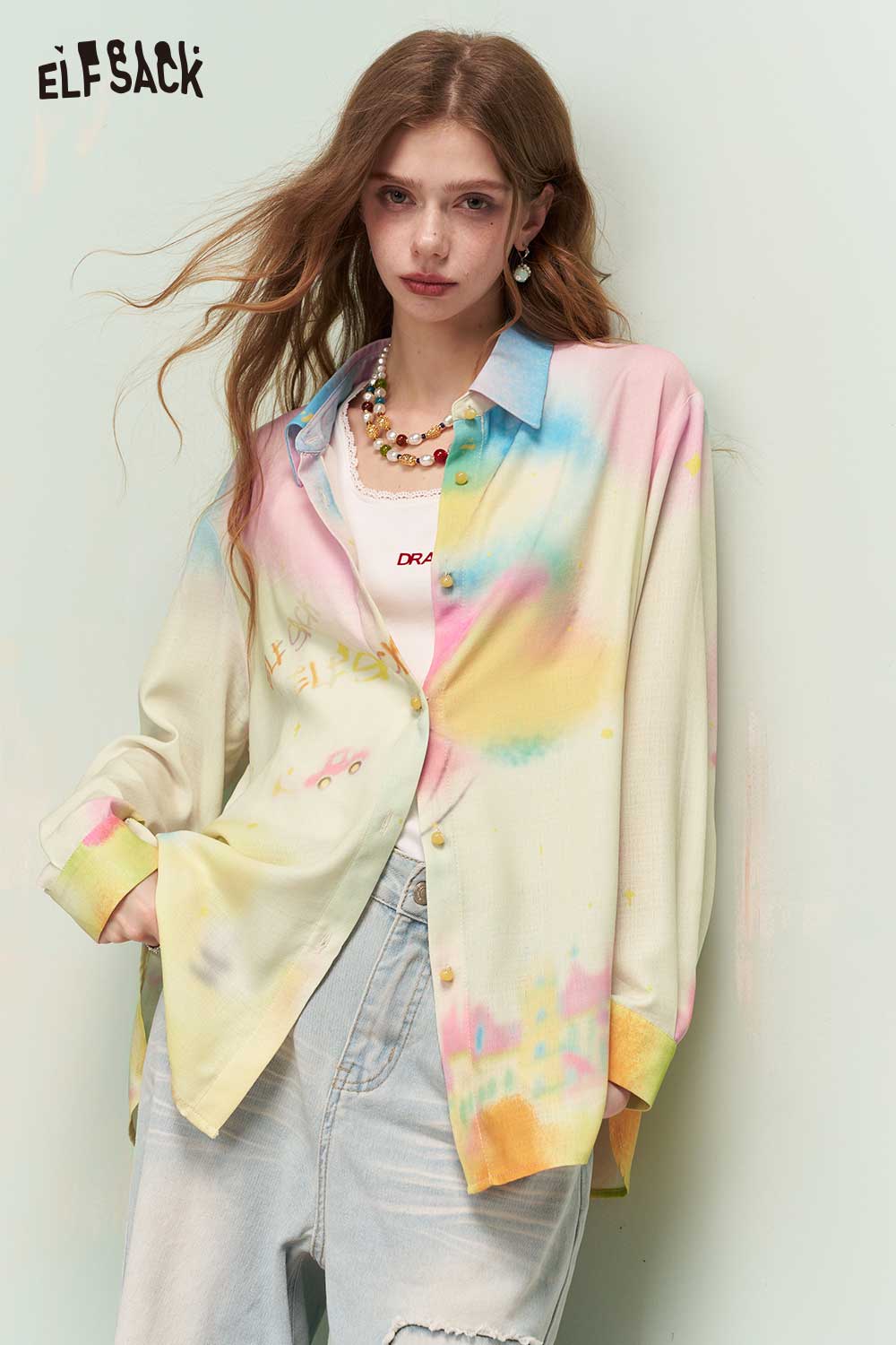 ELFSACK Playful Printed Shirt with Vibrant Floral Pattern