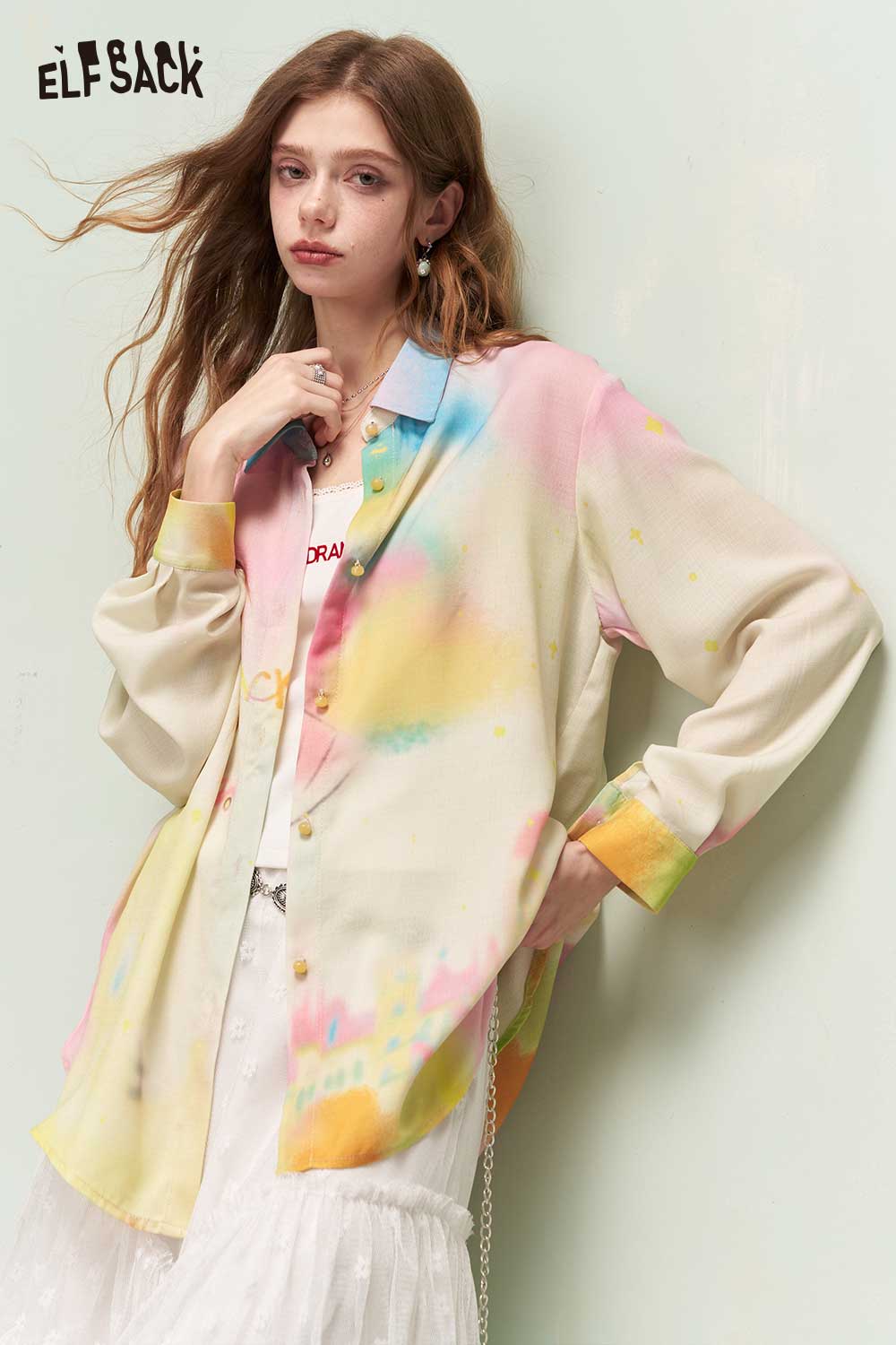 ELFSACK Playful Printed Shirt with Vibrant Floral Pattern