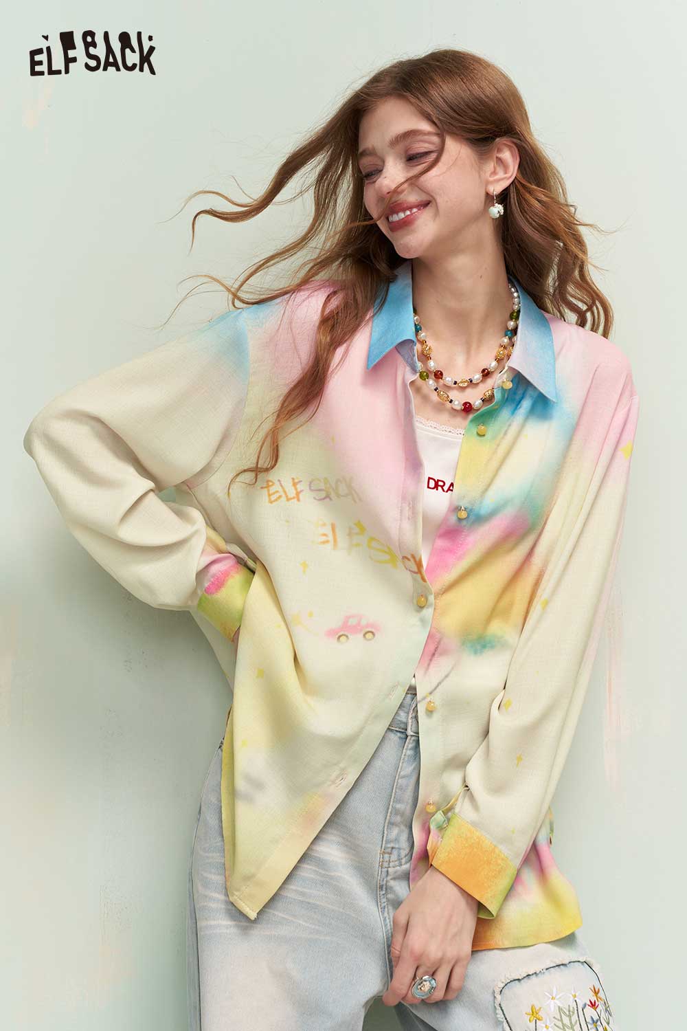 ELFSACK Playful Printed Shirt with Vibrant Floral Pattern