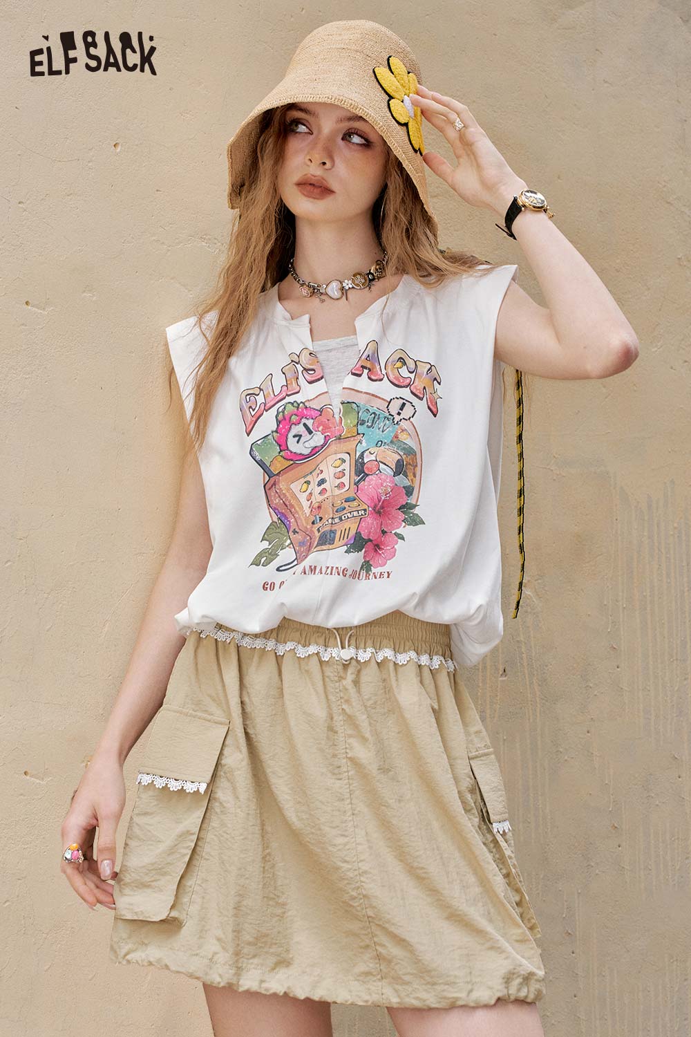 ELFSACK Playful Slot Machine Print Vest Top