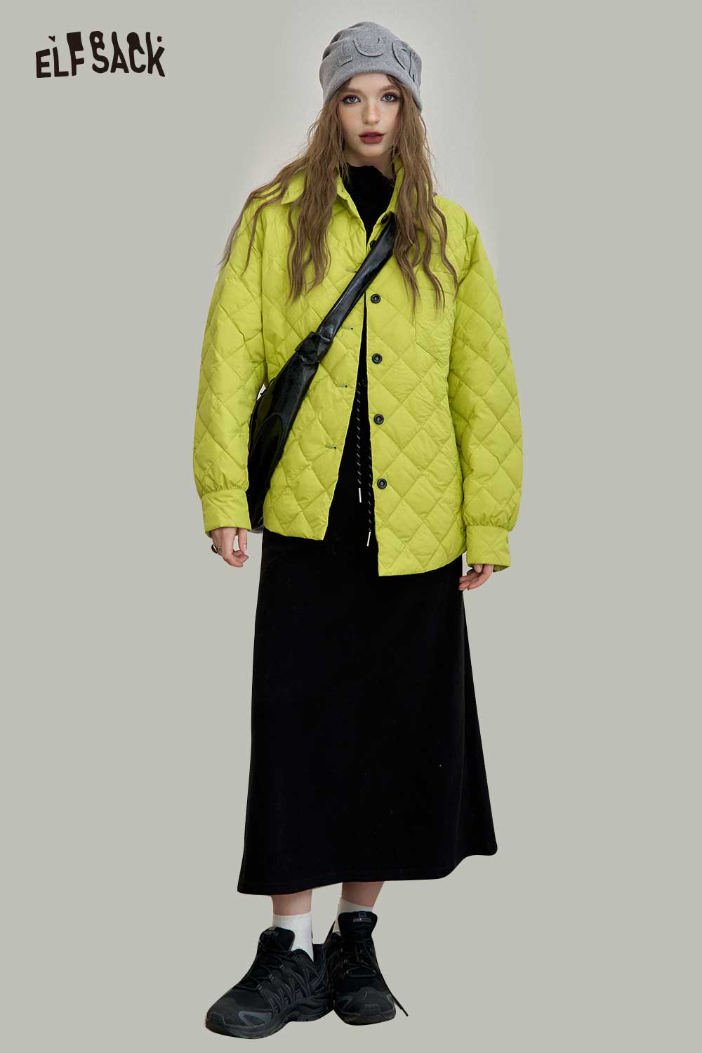ELFSACK Preppy Mallard Drawstring Knit Skirt