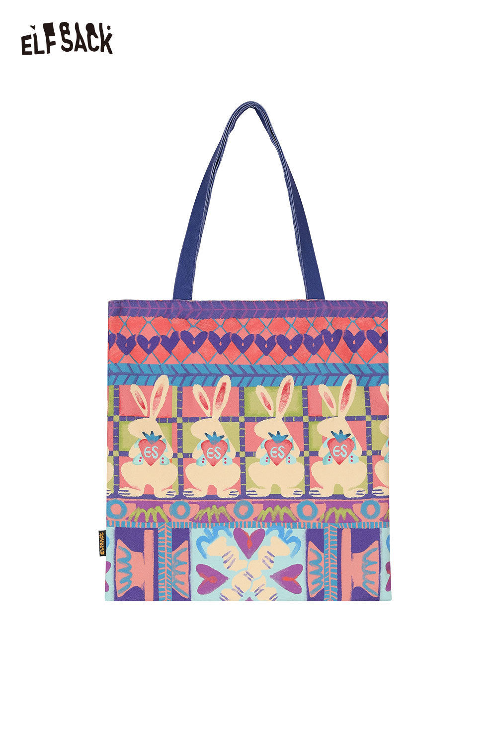 ELFSACK Cotton Canvas Full Coverage Rabbit Graphic Tote Bag
