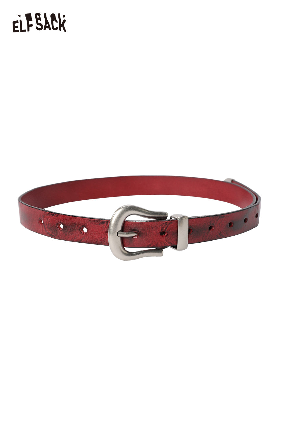 ELFSACK Simple Versatile Semi-Circle Metal Buckle Belt Retro Vintage