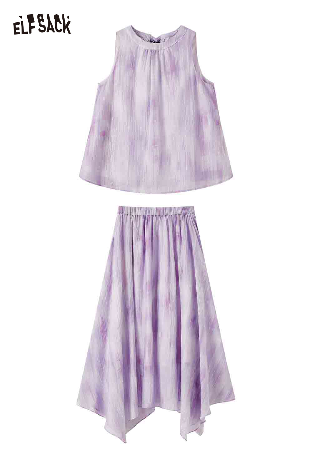 ELFSACK Sleeveless Tie-Back Top and Chiffon Skirt Set