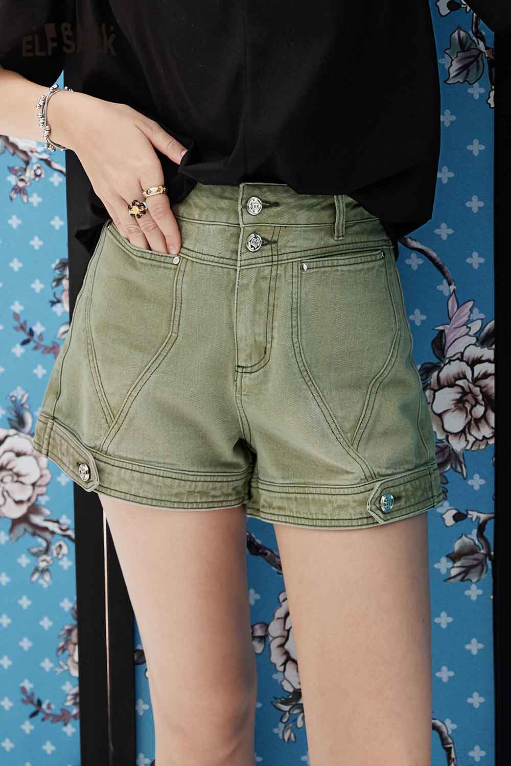 ELFSACK Soft Casual Vintage Straight Denim Shorts
