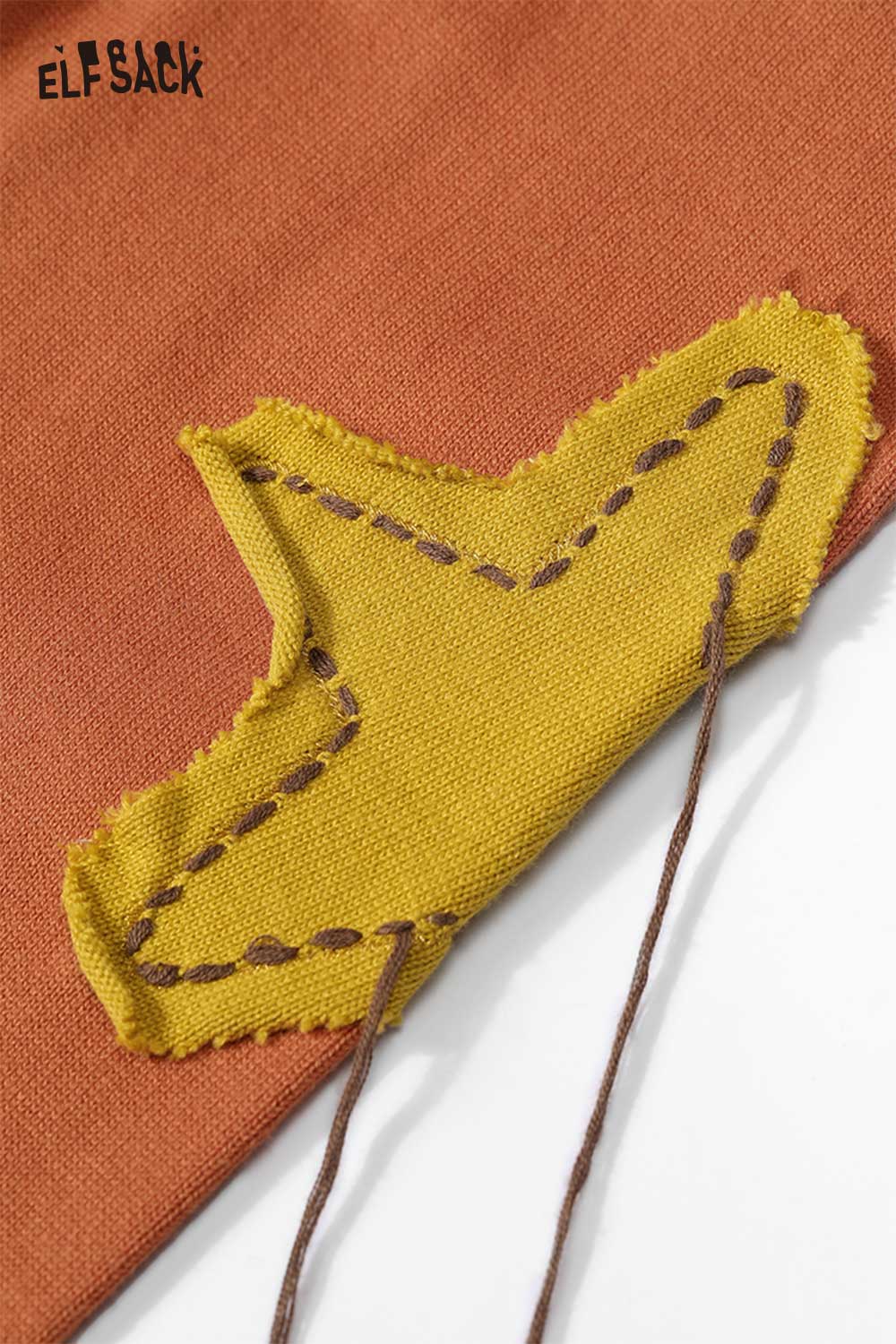 ELFSACK Soft Color Block Contrast Sleeve Knit Sweater