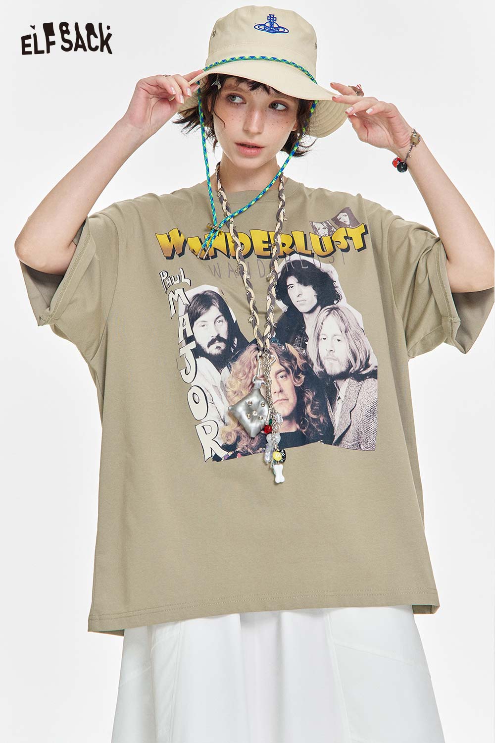 ELFSACK Soft Jersey Vintage Print Relaxed Tee