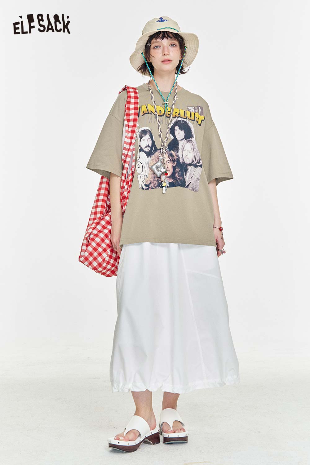 ELFSACK Soft Jersey Vintage Print Relaxed Tee