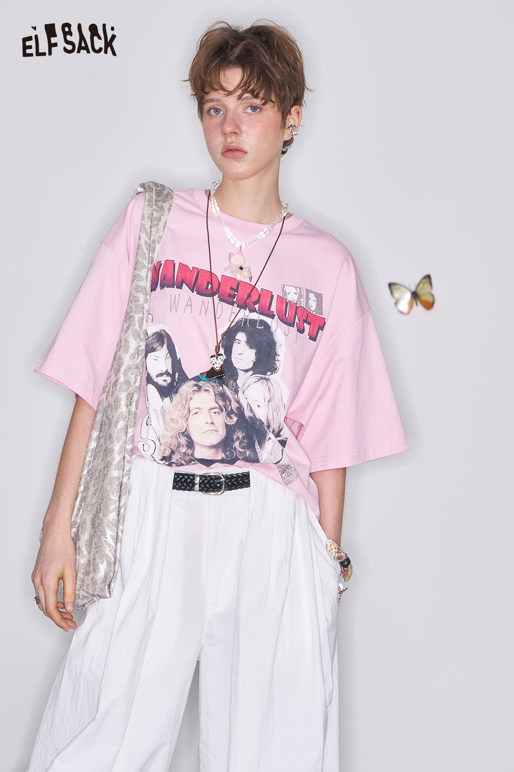 ELFSACK Soft Jersey Vintage Print Relaxed Tee