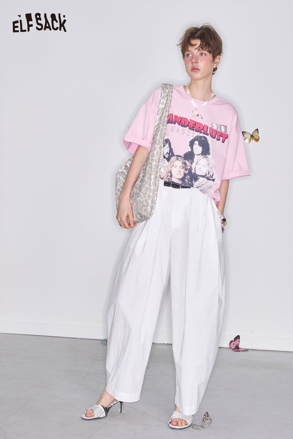 ELFSACK Soft Jersey Vintage Print Relaxed Tee