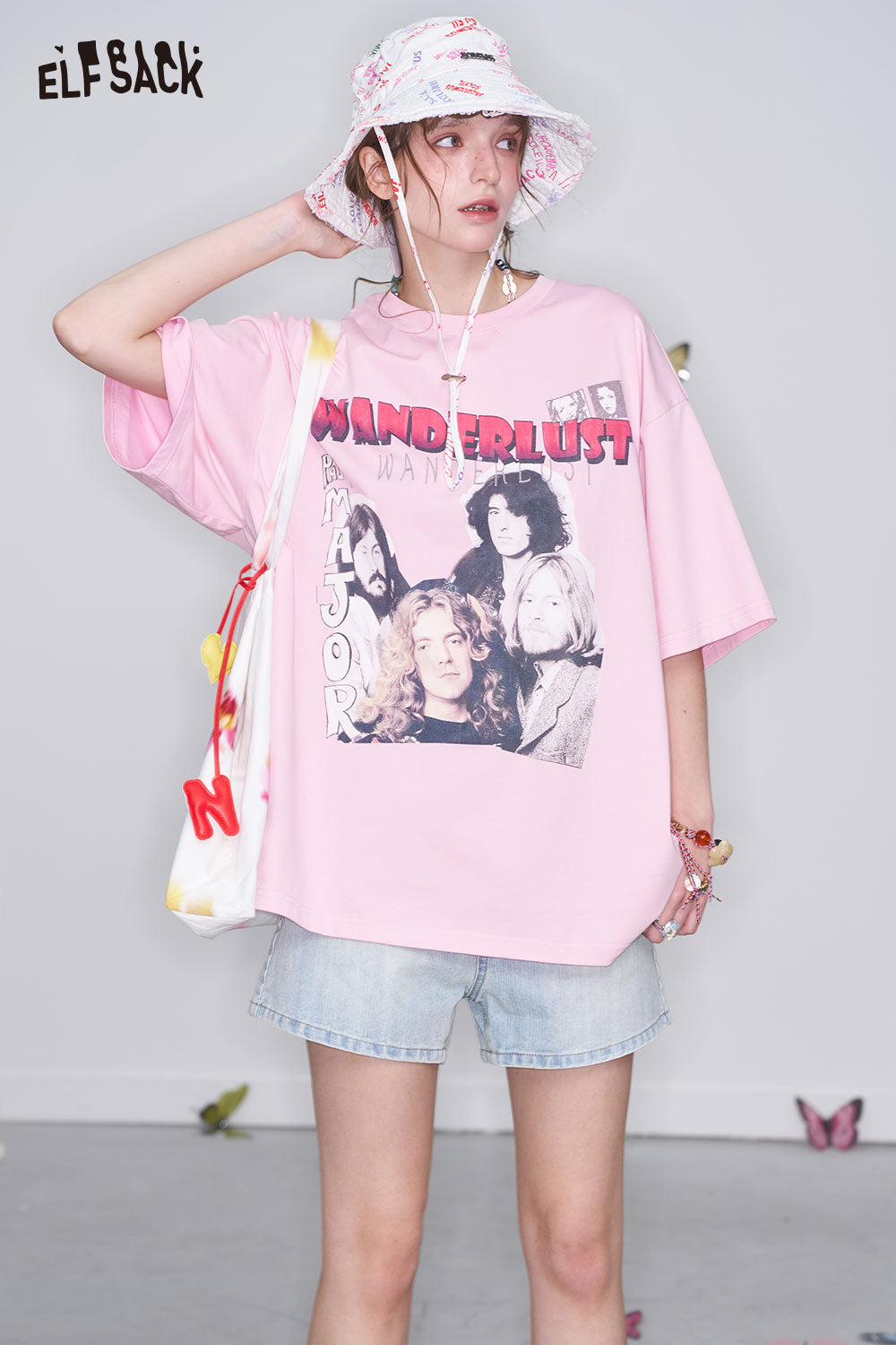 ELFSACK Soft Jersey Vintage Print Relaxed Tee