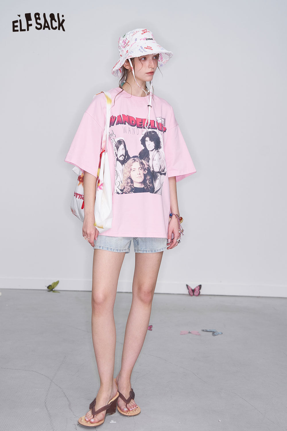 ELFSACK Soft Jersey Vintage Print Relaxed Tee