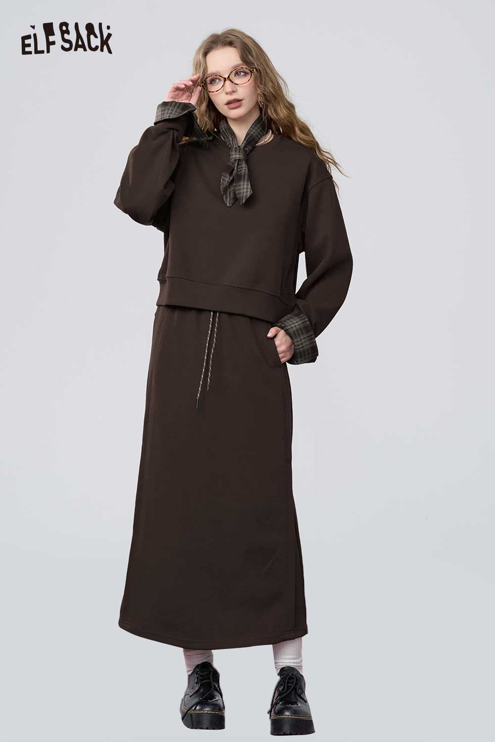 ELFSACK Soft Mallard Hoodie Half Skirt Set