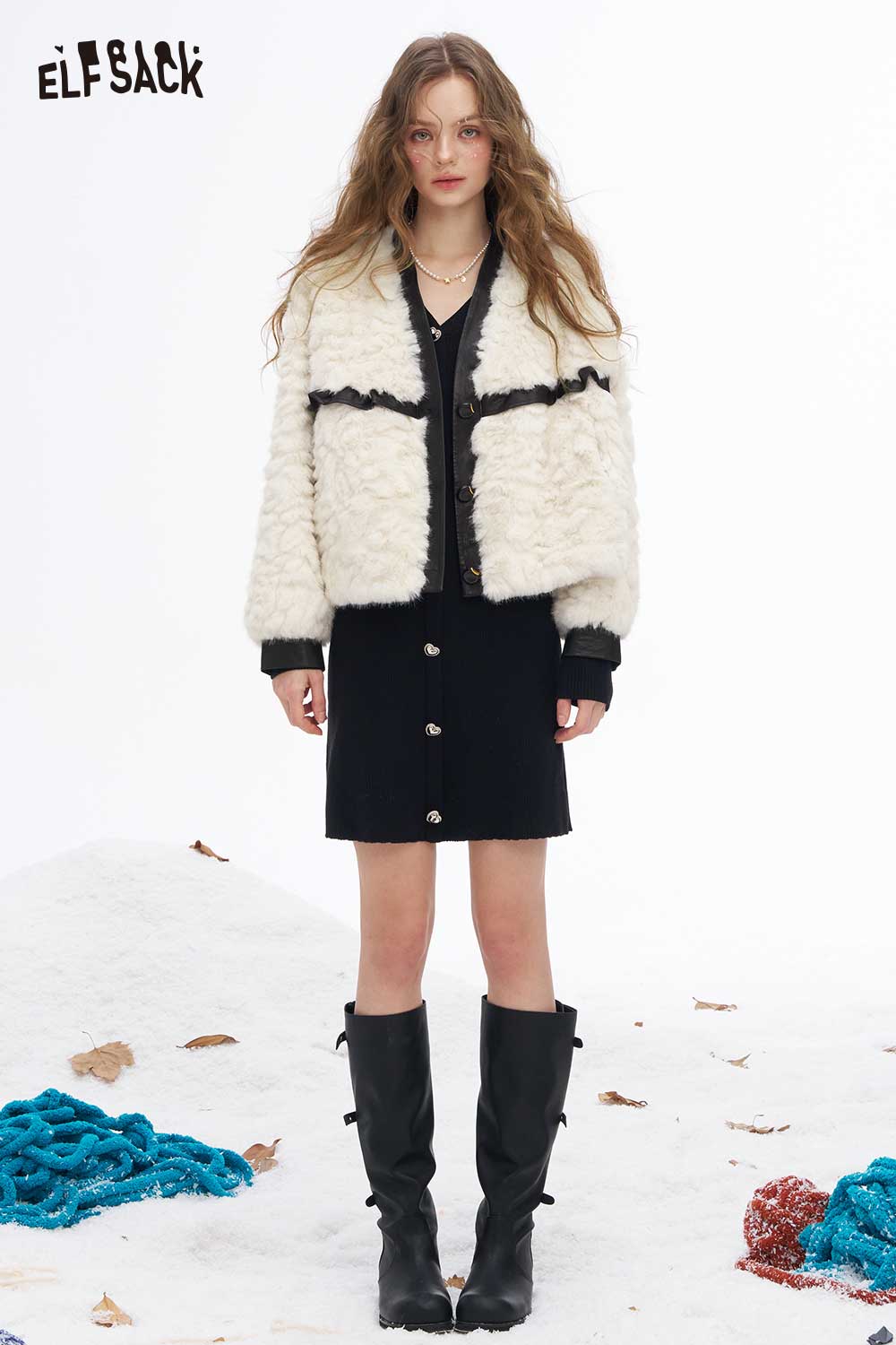 ELFSACK Soft Minimalist Solid V Neck Coat